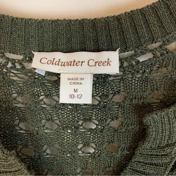 ColdWater Creek Olive Button Front 3/4 Sleeve Sweater- M - Picture 8 of 14